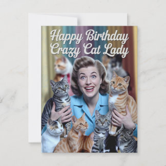 Happy Birthday Crazy Cat Lady Postkarte