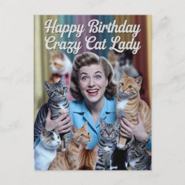 Happy Birthday Crazy Cat Lady Postkarte