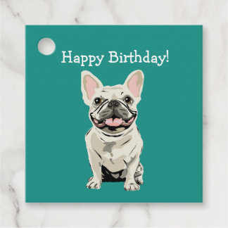 Happy birthday - Cream French Bulldog Geschenkanhänger