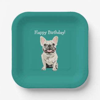 Happy birthday - Cream French Bulldog Pappteller