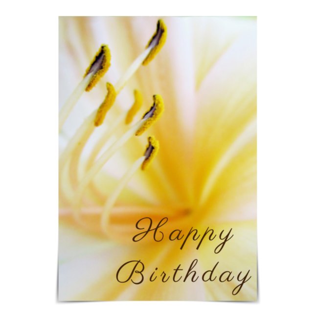 "Happy Birthday" Cream Lily Card Karte (Von Creator hochgeladen)