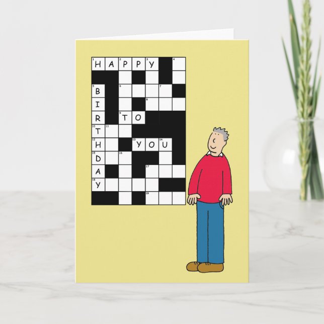 Happy Birthday Crossword Man Dankeskarte (Vorderseite)