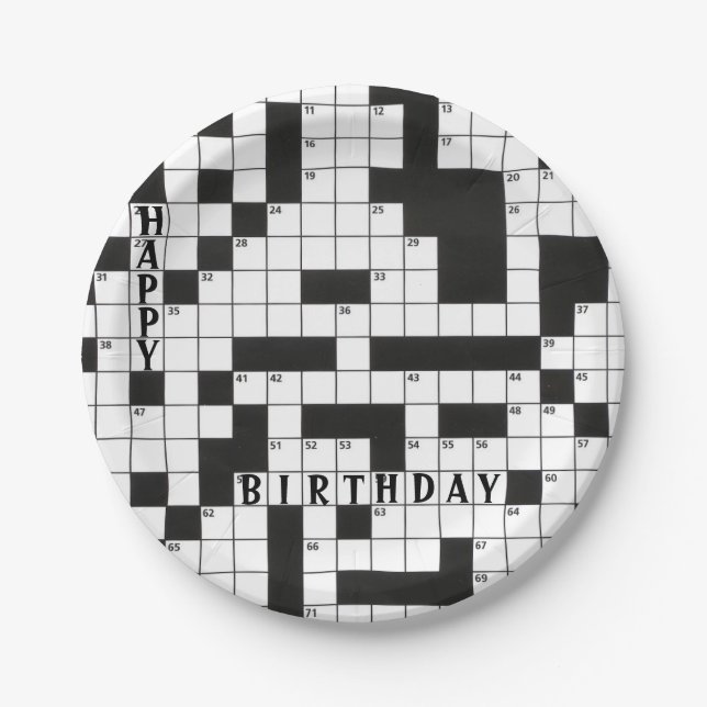 Happy Birthday Crossword Puzzle Pappteller (Vorderseite)