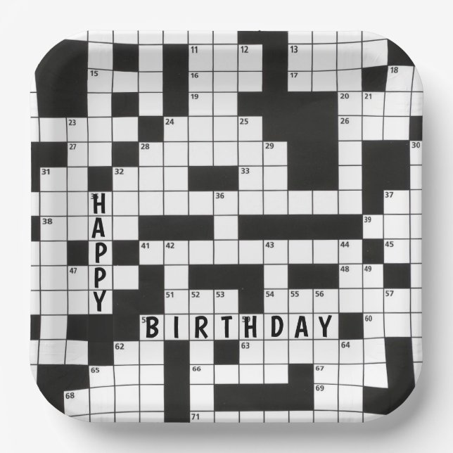 Happy Birthday Crossword Puzzle Pappteller (Vorderseite)