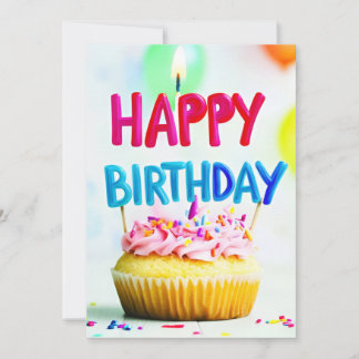 Happy Birthday Cupcake & Candle Geburtstagsparty Einladung