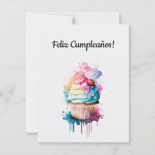 Happy Birthday Cupcake Card auf Spanisch Feiertagskarte
