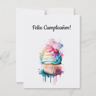 Happy Birthday Cupcake Card auf Spanisch Feiertagskarte
