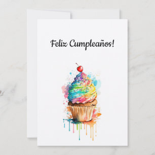 Happy Birthday Cupcake Card auf Spanisch Feiertagskarte