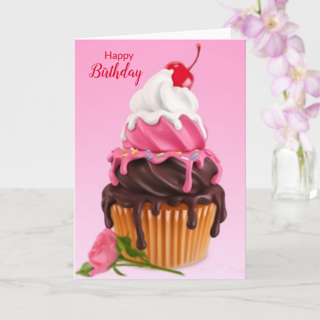 Happy Birthday cupcake Card Karte (Orchidee)