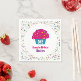 Happy Birthday Cupcake Mattierte Sprinklen Serviette