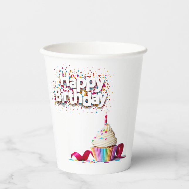Happy Birthday Cupcake Paper Cups Pappbecher (Vorderseite)