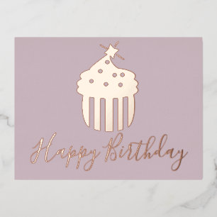 Happy Birthday Cupcake Rosa Hauch Folien Feiertagspostkarte