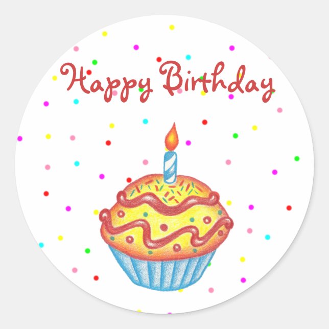 Happy Birthday Cupcake Sticker (Vorderseite)
