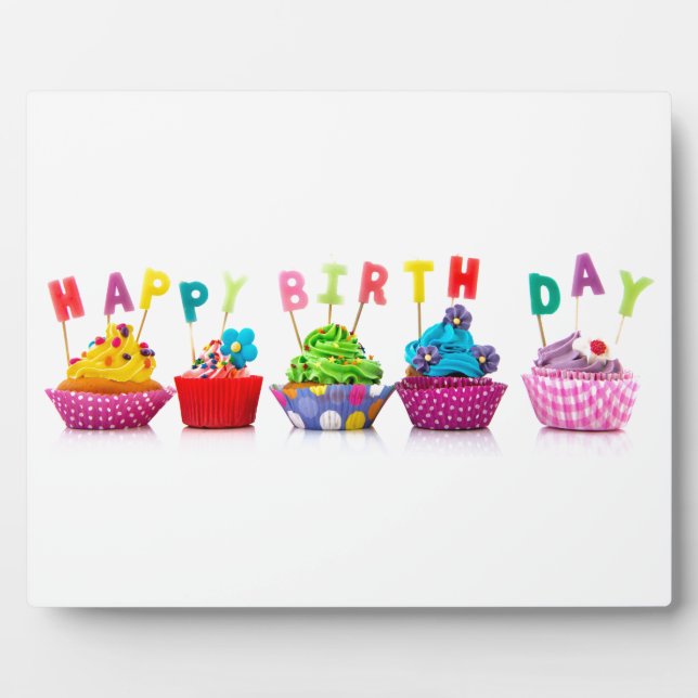 Happy Birthday Cupcakes Fotoplatte (Vorderseite)