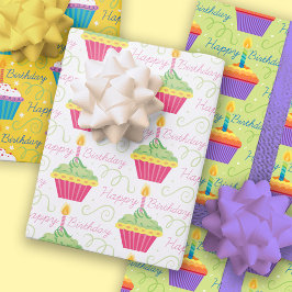 Happy Birthday Cupcakes Geschenkpapier Set