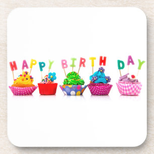 Happy Birthday Cupcakes Getränkeuntersetzer