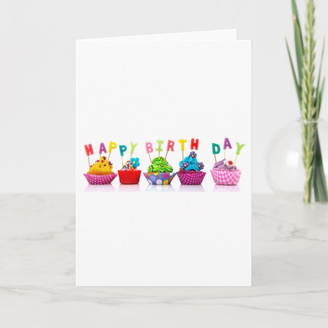 Happy Birthday Cupcakes Karte (Vorderseite)