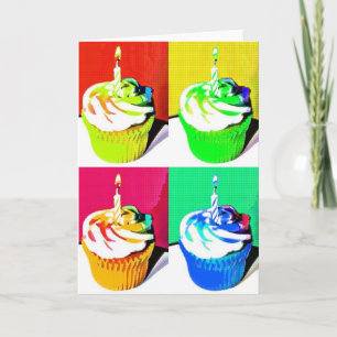 Happy Birthday Cupcakes Pop Art Grußkarte Karte