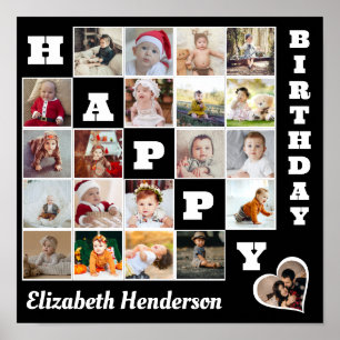 Happy Birthday Custom 21 Foto Collage Geschenk Poster