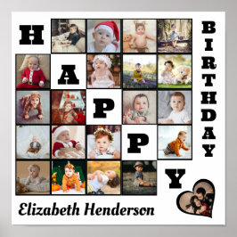 Happy Birthday Custom 21 Foto Collage Geschenk Poster
