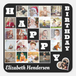 Happy Birthday Custom 21 Foto Collage Geschenk Quadratischer Aufkleber