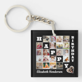 Happy Birthday Custom 21 Foto Collage Geschenk Schlüsselanhänger
