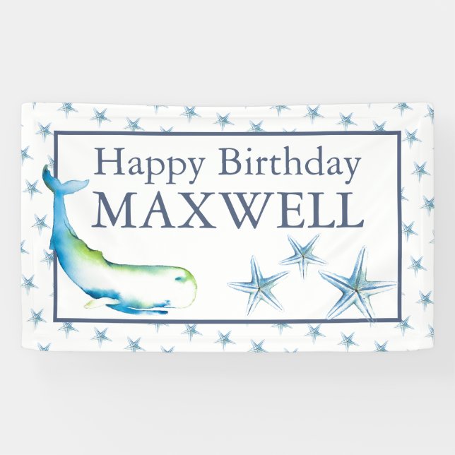 Happy Birthday Custom Banners Nautical Theme Banner (Horizontal)