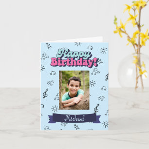 Happy Birthday Custom Blue Foto Karte