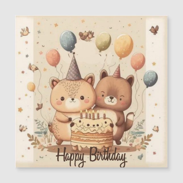 Happy Birthday Custom Card Magnetkarte (Vorderseite)