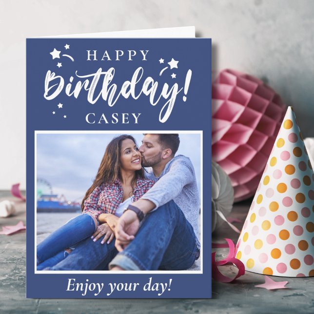 Happy Birthday Custom Foto and Text Karte (Happy Birthday Custom Photo and Text Card.  Add your favorite photo and custom text)
