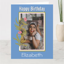 Happy Birthday Custom Foto Blue Border