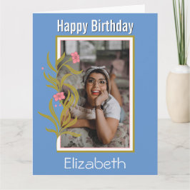 Happy Birthday Custom Foto Blue Border Karte