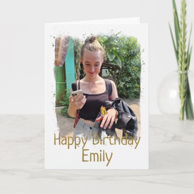 Happy Birthday Custom Foto Card Karte (Vorderseite)