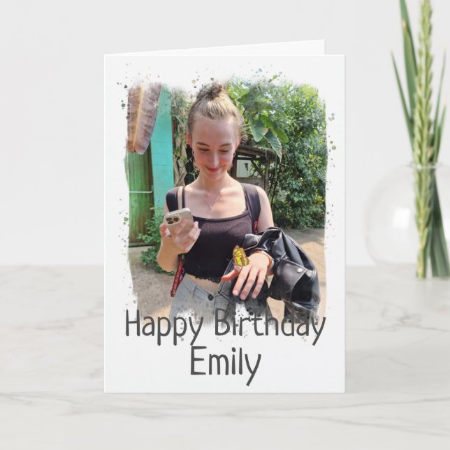 Happy Birthday Custom Foto Card Karte (Vorderseite)