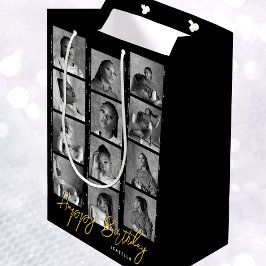 Happy Birthday Custom Foto Film Strip Black Mittlere Geschenktüte