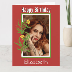 Happy Birthday Custom Foto Orange Border Karte