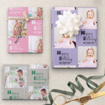 Happy Birthday Custom Foto Pink Lavender Set 3