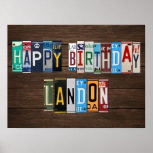 Happy Birthday Custom License Plate Signature LAND Poster