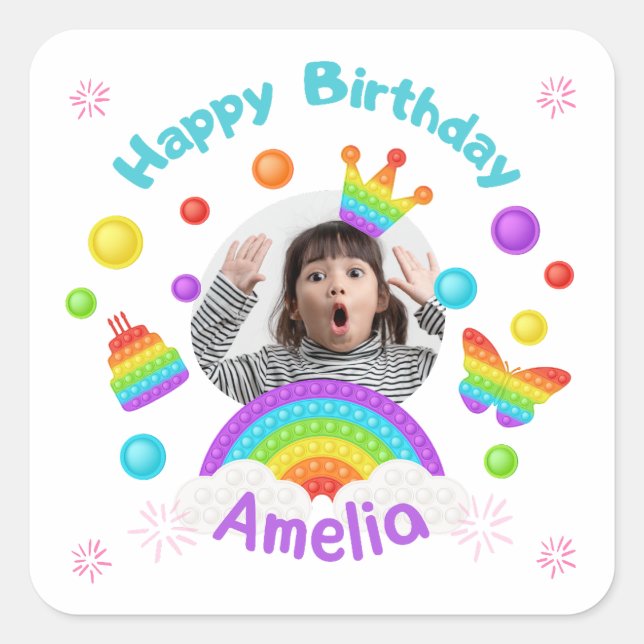 happy birthday custom name kids sticker (Vorderseite)