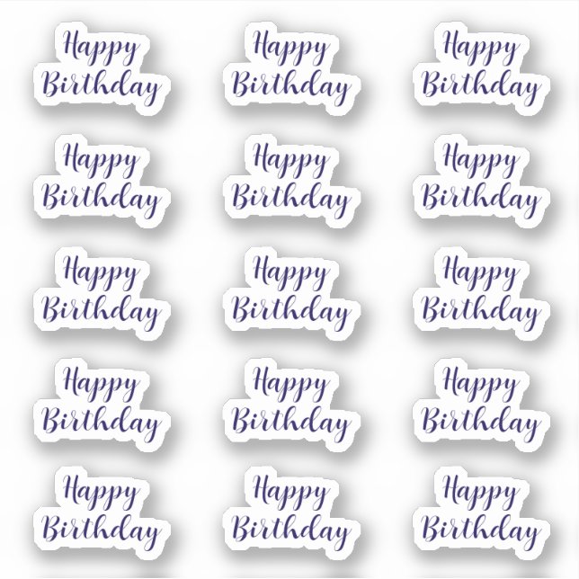 Happy Birthday Custom Text Age Navy Blue Simple Aufkleber (Vorderseite)
