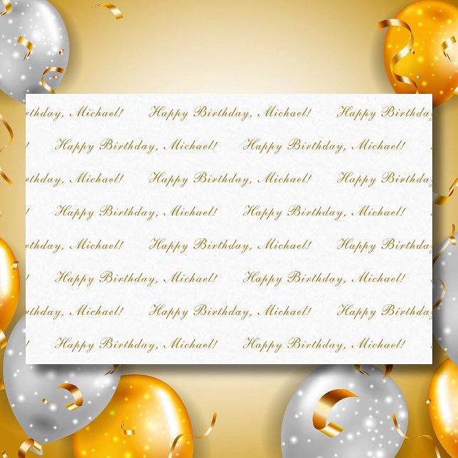 Happy Birthday Custom Text Elegant White Seidenpapier (Von Creator hochgeladen)