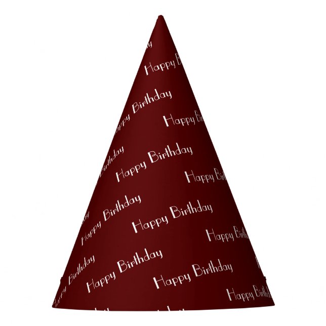 Happy Birthday Custom Text Pattern Maroon Partyhütchen (Vorderseite)
