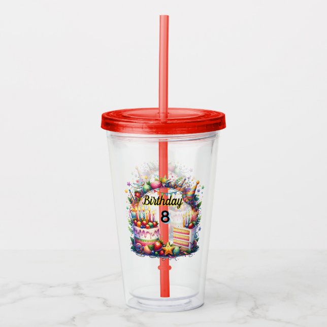 Happy Birthday Custom Year Acrylic Tumbler Acryltrinkbecher (Vorderseite)