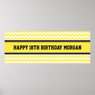 Happy Birthday Custom Year Name Banner Poster