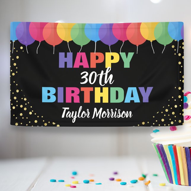 Happy Birthday Custom Year Name farbenfrohe Ballon Banner (Von Creator hochgeladen)