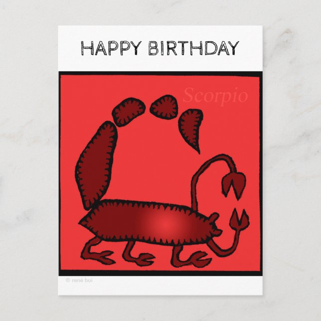Happy Birthday Custom Zodiac Sign Scorpio Postkart Postkarte (Vorderseite)