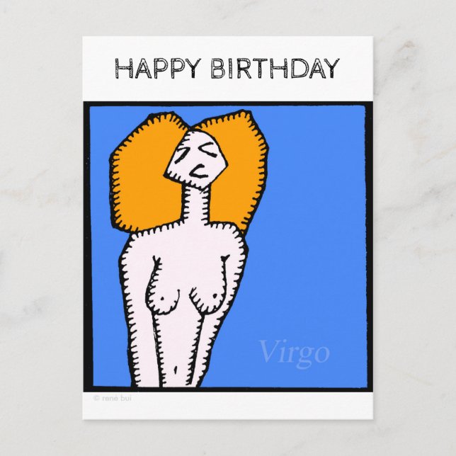 Happy Birthday Custom Zodiac Signs Virgo Postcard Postkarte (Vorderseite)