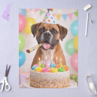 Happy Birthday Cute Boxer Dog  Seidenpapier