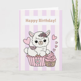 Happy Birthday Cute Llama Girl Card Karte