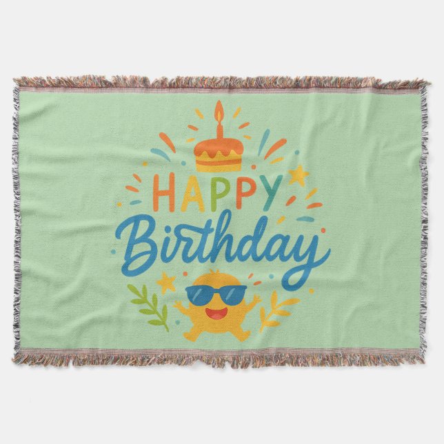 Happy Birthday | Cute Sunshine Throw Blanket Decke (Vorderseite)